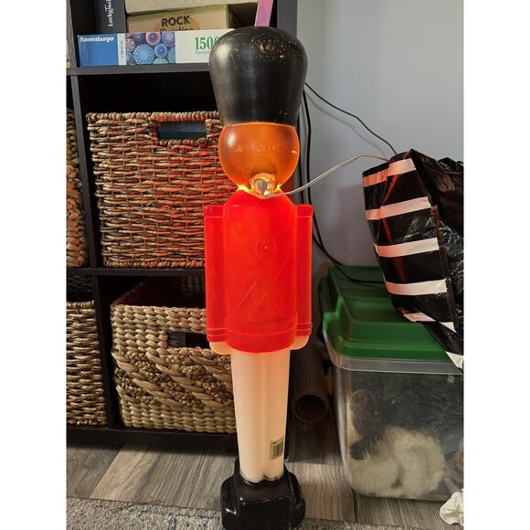 Vtg LightUp AA Toy Soldier Christmas Decoration Nutcracker Style LG 3ft BlowMold - Picture 4 of 15